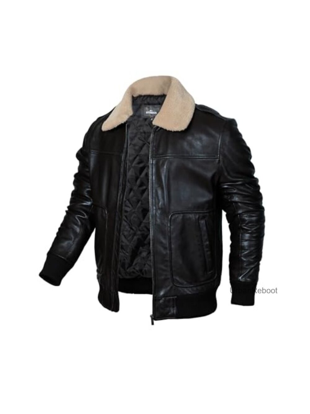 Men's New Zealand Lambskin Leather Bomber Aviator Jacket Removable Sherpa Collar